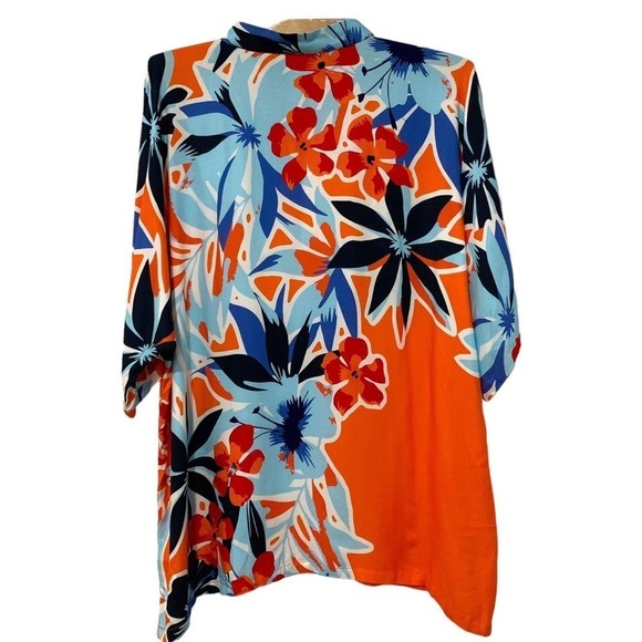 Soft Surroundings | Top Cabana Bay Tropical Shirt V Neck Short Sleeve Size Large - Picture 9 of 9
